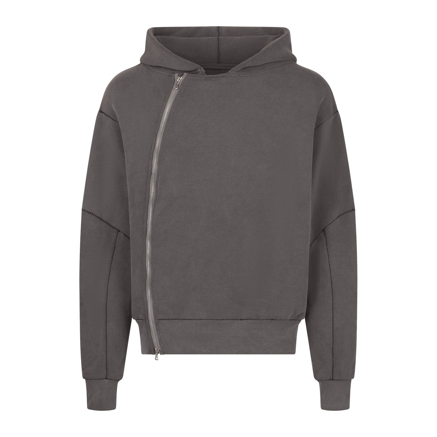 CURVED ZIP-UP HOODIE