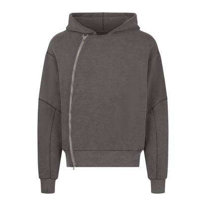 CURVED ZIP-UP HOODIE