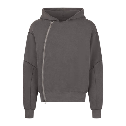 CURVED ZIP-UP HOODIE