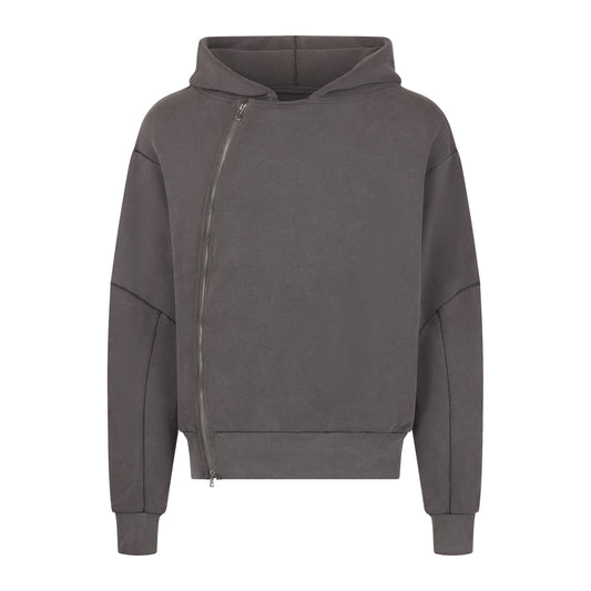 CURVED ZIP-UP HOODIE