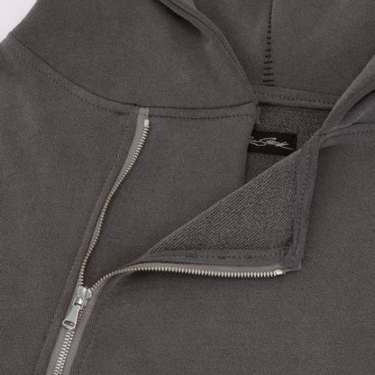CURVED ZIP-UP HOODIE
